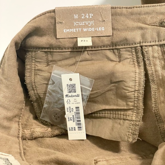 NWT Madewell Petite Curvy Emmett Wide Leg Crop Pant Garment Dyed Drill Khaki 24P - Picture 15 of 16
